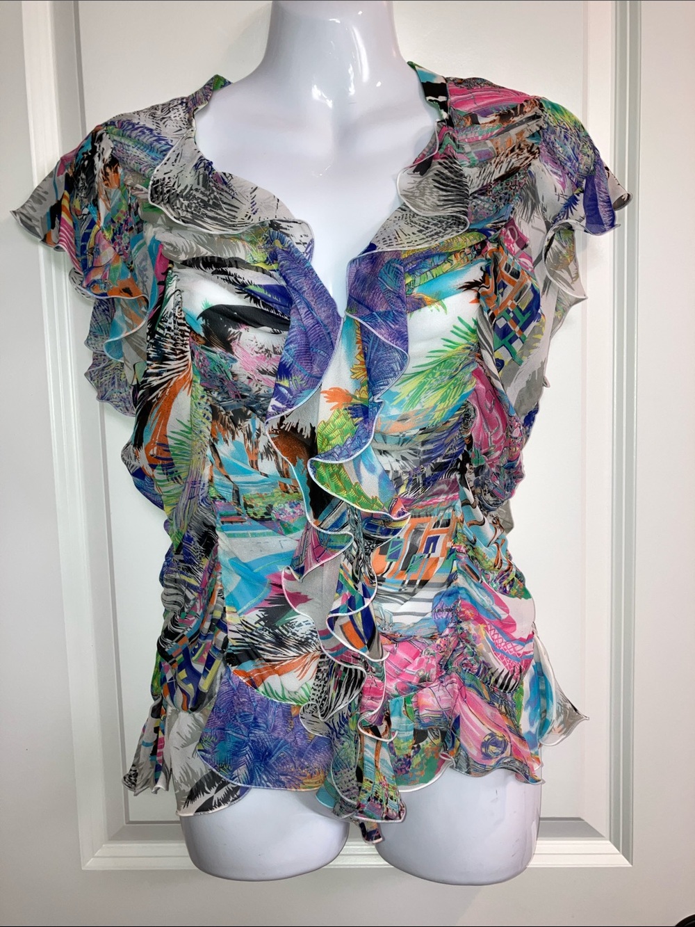 New Escada 42 silk chiffon ruched top